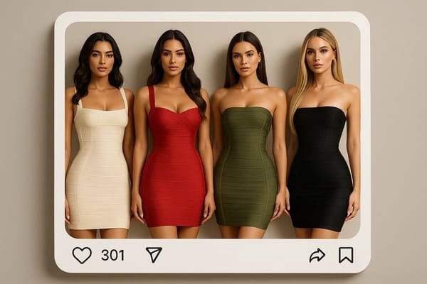 Social media feed showing bandage dresses