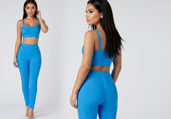 stylish blue bandage 2 piece set