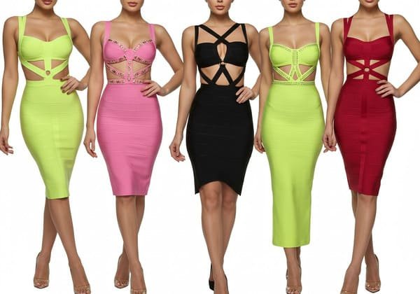custom design bandage dresses with bold colors and dramatic cuts