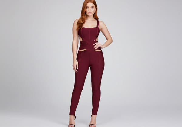 Newest Chic Burgundy Bandage Jumpsuit