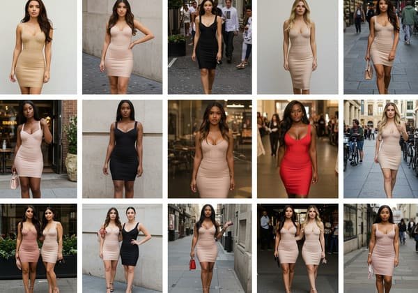 social media feed showcasing customer photos in bandage dresses