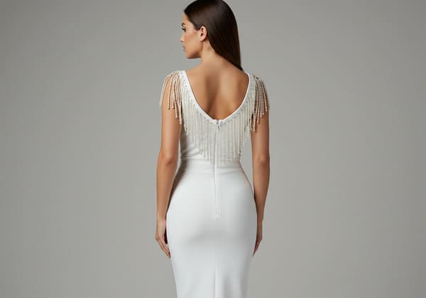 elegant white fringe bandage dress