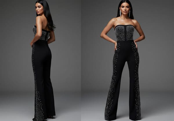 elegant hot drilling black bandage jumpsuit