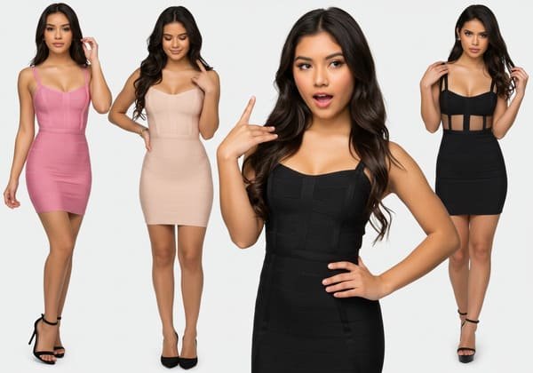 group of micro-influencers collaborating on a bandage dress campaign