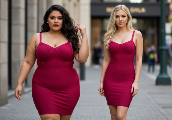 plus size vs normal size bandage dress