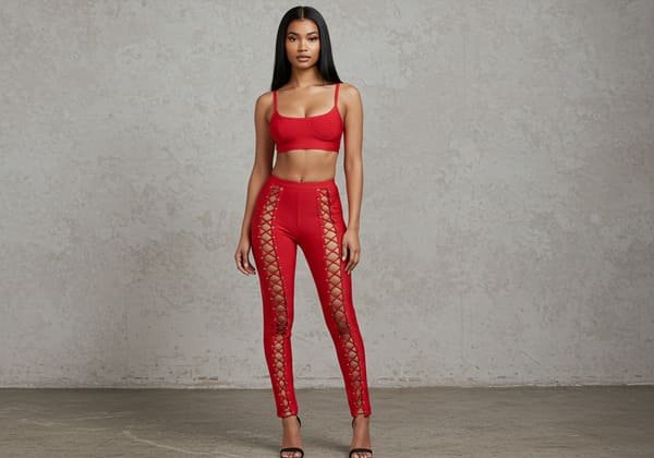 Lace-Up Red Two Piece Bandage Set