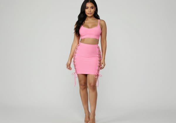 sexy pink skirt set Australia