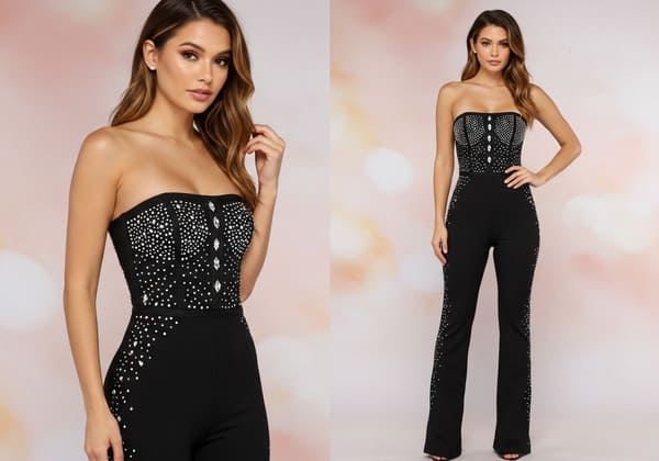 strapless black bandage jumpsuit
