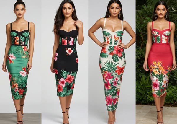 Caribbean Tropical Bandage Dress Styles
